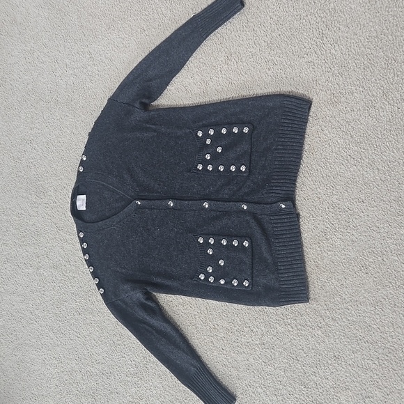 Cinq A Sept Embellished Studded Gray Cardigan Sweater Estimated M/L - Picture 6 of 12